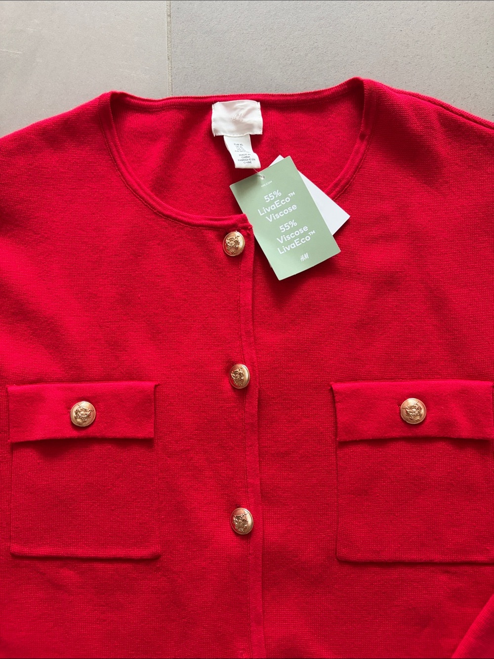 H&M Red Cardigan with Gold Buttons NWT